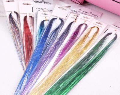 China Wholesale Yarn Extension Color V-tip Hair Factory Mechanism Korean Version Of The Colored Shiny Color Wig Gold Yarn Hair Extension for sale