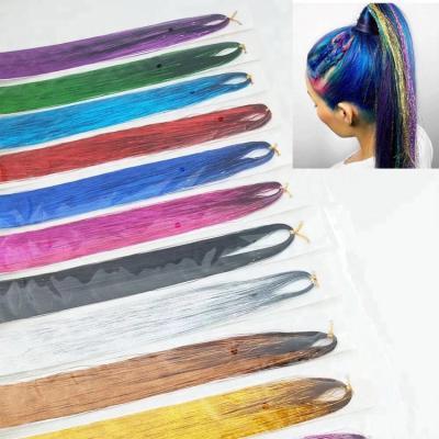 China Factory Wholesale Mechanism 100cm X-Ring Hair Silk Part Laser Wig 12 Color Gold Wire Bands Colored Silk Hair Extensions for sale