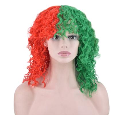 China Short half red half small green curly wig fashion sia star curly hair short cosplay wig fashion long bangs anime cosplay wig set for sale