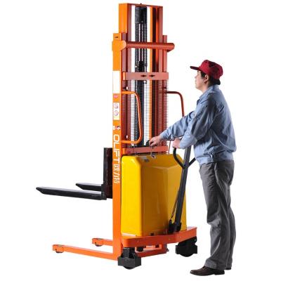 China Hotels Hand Stacker 2.0 Ton Hydraulic Semi Electric Hydraulic Hand Lift Battery Operated Stacker for sale