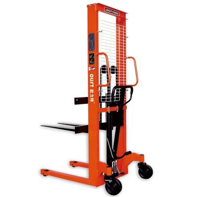 China Hotels Hand Stacker Olift Easy Operation 1 Ton 3m Manual Forklift Pallet Jack Stacker for sale