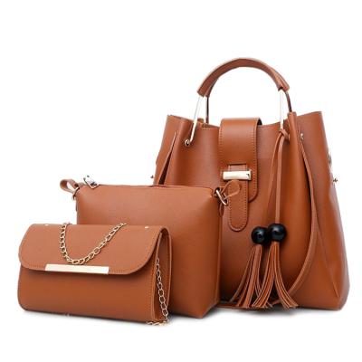 China Rts High Quality Ladies Tote Hand Bags Pink Diagonal Rts Girls Sling Bag Elegant PU Leather Women Single Shoulder Bucket Handbag Set 3 Pcs in 1 for sale