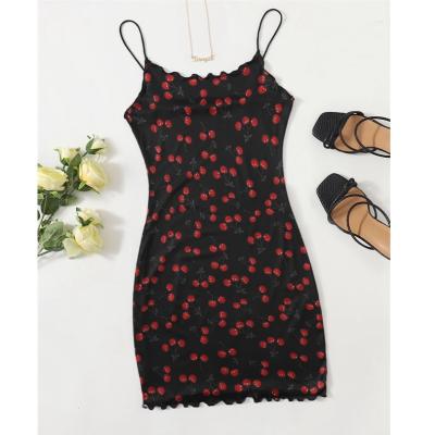 China Black Mini Dress Summer Sexy Casual Floral Print Ruched Anti-wrinkle Dresses Women Fashion Floral Casual Dress for sale