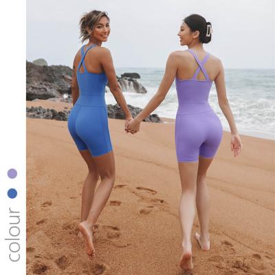 China Breathable European and American integrated set of new summer sports fitness naked dance suit one-piece training yoga air yoga suit for sale