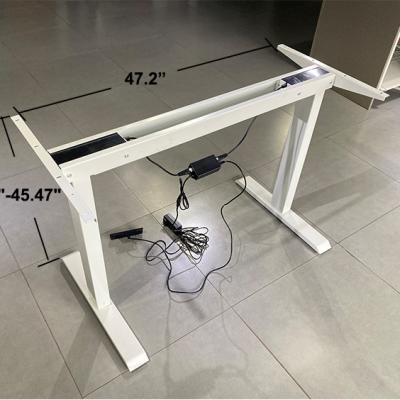 China Cheap Modern Electric Height Adjustable Double Desk Height Adjustable View Motor Computer Standing Desk for sale