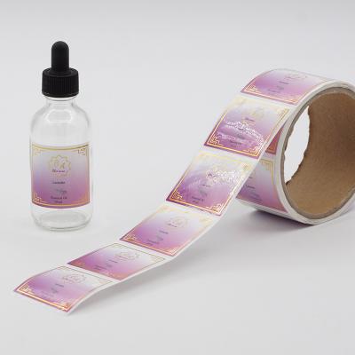 China Size 55x25mm Waterproof Self Adhesive Perfume Sticker Paper White Self Adhesive Label for sale