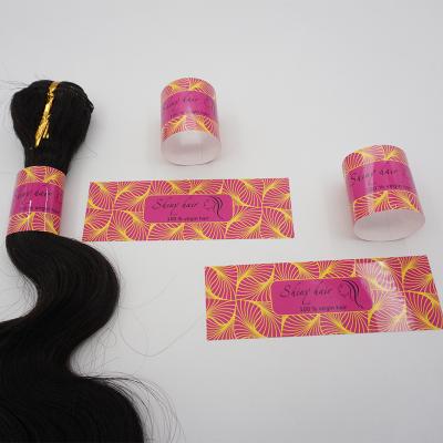 China Waterproof Hair Bundle Wrap Edge Printing Sticker For Waterproofing Cheap Adhesive Custom Cotton Labels for sale