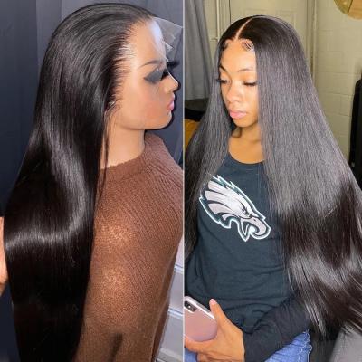 China Free Sample Silky Straight Wave Cheap Bone 13x4 Lace Front Human Hair Wigs Brazilian Remy Wigs 30 32 34 36 38 40 Inch Lace Front Wigs for sale