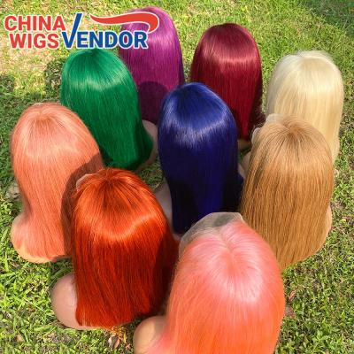 China Silky Straight China Wigs Seller Short Wave Colored Bob Wig, Ombre Color Cuticle Aligned Hair 100% Lead Wigs 8 Inches for sale