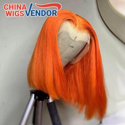 China China Wigs Free Seller Sample Deep Wave Light Orange Short Lead Wigs, 180% Density Raw Remy Cuticle Aligned Hair Indian Wigs Wholesale for sale