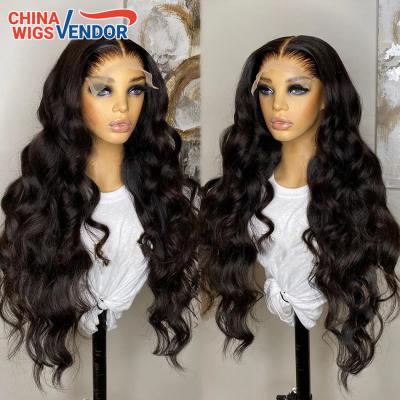 China Free Sample Body Wave 40 Inch Hair 360 Lace Frontal Wig For Black Women,Swiss Straight Bone HD Transparent 360 Lace Wig Seller for sale