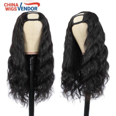 China Body Wave U Part Lace Front Human Hair Wigs Malaysian Straight Wave For Women Pre Plucked Closure Wig With Baby Hair for sale