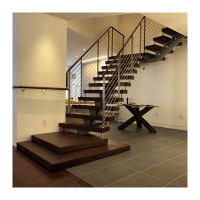 China Modern Residential Indoor Single Stairs Stringer Floating Staircase Mono Stringer Metal Wood Tread Straight for sale