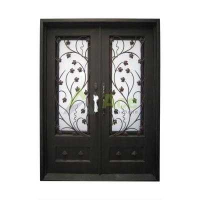 China Traditional Custom Residential Exterior Security Entrance Double Wrought Iron Metal Swing Gates for sale