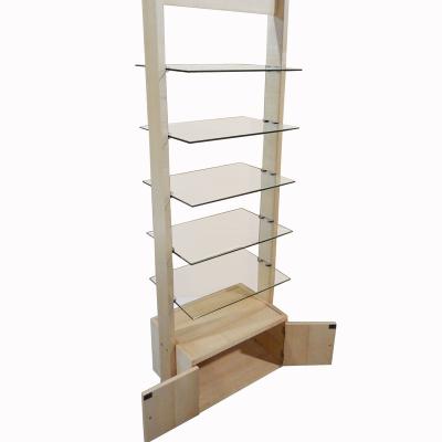 China (Others)Floor Adjustable Wooden Skin Care Shelve Stand Wood Metal Storage Cosmetic Display Rack For Cosmetic Shops for sale