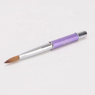 China New NAIL Design Metal Handle Pure Sable Kolinsky Acrylic Nail Brush With Round Hair for sale