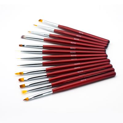 China 2020 GUYO Custom Red Wood Nail Nylon Acrylic Brush for sale