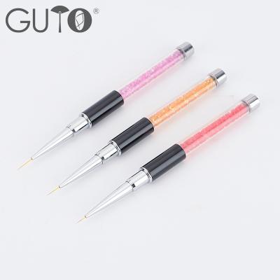 China NAIL GUYO Professional Rhinestone Handle Nylon Liner Brush Customizable 3 Color Logo for sale