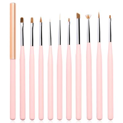 China NAIL 10pcs/set Nail Tools Gel Nail Art Brushes Line Art Painting Striper Nail Design Omber Set Brush for sale