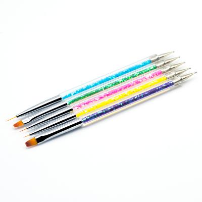 China Hot Sale GUYO NAIL Rhinestone Handle Two Way Nylon Gel&Liner Brush Customizable Logo for sale