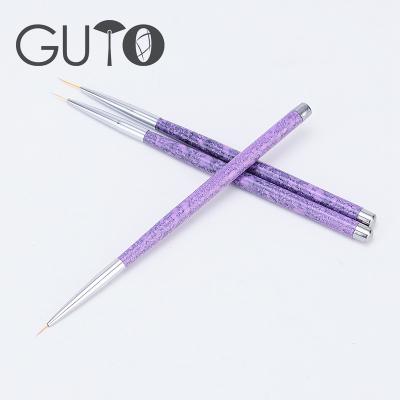 China Wholesale Price GUYO NAIL Nylon Brush Coating Nail Purple Marble Customizable Handle Logo for sale