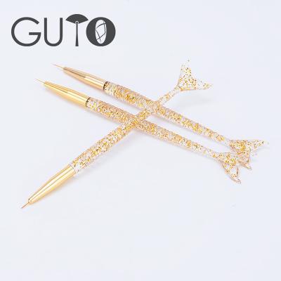 China NAIL Fashion Mermaid Makeup Picker Dotting Nail Brush Gold Liner Brush for sale