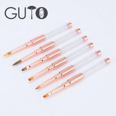 China Le NAIL GUYO Rose Gold Diamond Nylon Nail Brush Customizable Logo for sale