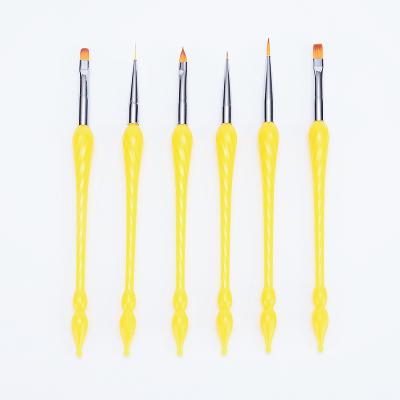 China NAIL GUYO Yellow Spiral Nylon Nail Brush Customizable Logo for sale