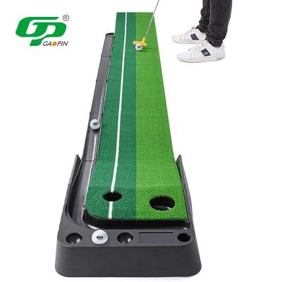 China Golf Putting Practice Factory Selling Portable Golf Putting Green Mat Trainer Auto Ball Return Personal Golf Swing Training Mat for sale