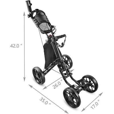 China Aluminum+Plastic New GP Type 4 Wheel Golf Push Cart Golf Trolley With Foot Brake And Umbrella Holder for sale