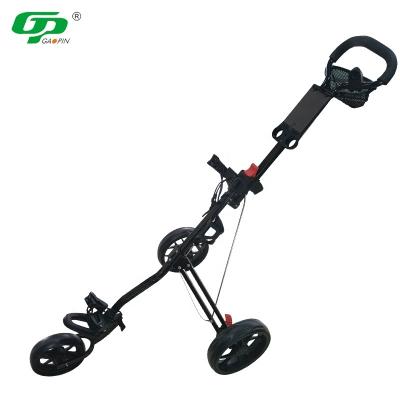 China Outdoor Golf Play Logo Wholesale Golf Trolley 3 Wheels Lightweight Aluminum Frame Material Golf Trolley Push Cart for sale