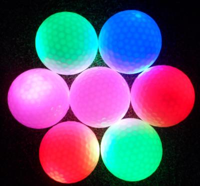 China (Inner core) synthetic rubber flashing and LED golf ball night glowing golf ball for sale