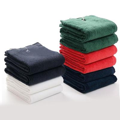 China For Sports Golf Clean Sports Towels 100% Cotton Towel With Custom Clip Logo for sale