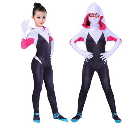 China Halloween 2021 Breathable Eco-friendly Gwen Spiderman Costume For Women Girls Tights Overalls Suit Anime Hoodie Costume for sale