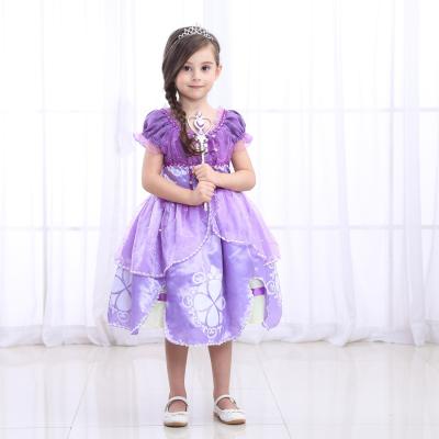 China Sophia Princess Dress Children Purple Short Sleeve Princess Sofia Dress Costume Eco-friendly Soft Material Halloween Cosplay for sale