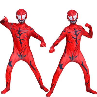 China 2021 New Adult Red Jumpsuit Halloween Symbiote Spider Man Costume Venom Suit For Men And Boys for sale