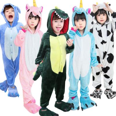 China Kids QUICK DRY Flannel Onesie Pajamas Little Girls Boys Winter Cartoon Sleepwear Animal Pajamas for sale