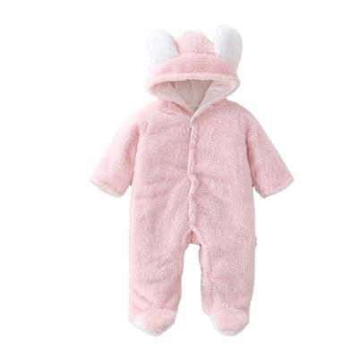 China KidsJumpsuit Solid Color Bear Baby Romer Hooded Baby Onesie Winter Warm Anti-Shrink Infant Baby Costume Small for sale