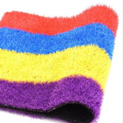 China Garden Safe UV Resistant Colorful Kinder Rainbow Artificial Grass Landscaping for sale