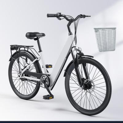 China White Electric Bicycle 350W Adult Lithium Electric Bicycle Standard 26 Inch High Power And Long Range Support Cruising Customization for sale