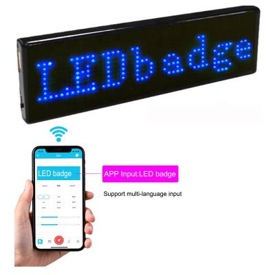 China LED Pin APP Message LED Sign Programmable Scrolling LED Badge Flashing Rechargeable Name Card Magnetic Wearable Reusable Mobile for sale