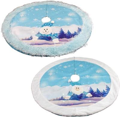 China Christmas Tree Decoration Christmas Tree Borders Blue Large Velvet Tree Skirt Decorations For Party Holiday Washable for sale