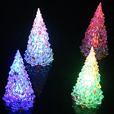 China Christmas Tree Decorations Kids Gift RGB Color Changing Acrylic Christmas Tree Light Toys for sale