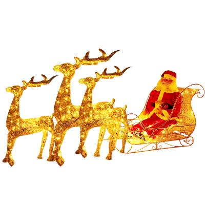 China Large Luxury Lighted Outdoor Reindeer Christmas Decoration For The Yard Deer Family Set With Led Lights for sale