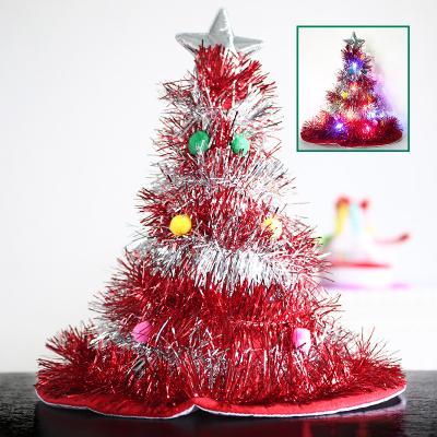 China Cloth + Christmas Santa Hat Elf Funny LED Christmas Hats Novelty Hats With Led Lights For Adults for sale