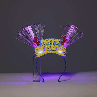 China Luxury Light Up Headband Merry Christmas Headwear Christmas Fiber Optic LED Holiday Lighted Glowing Headpiece Headdress for sale