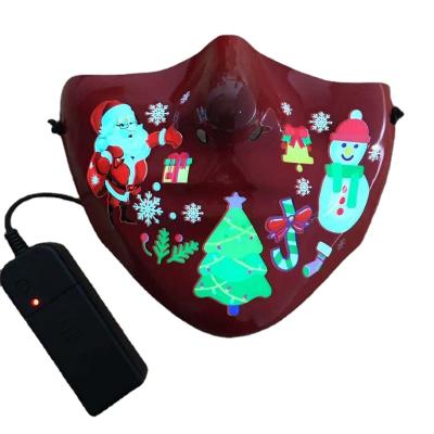 China 2022 Concert 2022 Lightweight Led Led Dance Carnival/Masquerade/Festival/Party PVC 3d Face Mask Reusable Costume Tiger Beard Santa Christmas Mask Cute Funny for sale