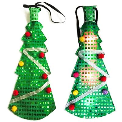 China Fabric + LED Christmas Tree Light Flashing Tie Tie Neckties For Kids Adults for sale