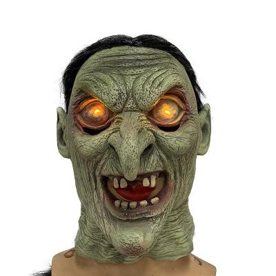 China National Halloween Independence Day/Masquerade/Party/Concert Halloween Light Up Headgear Peripheral Evil Horror Witch Mask Game Latex Glowing Witch Mask for sale