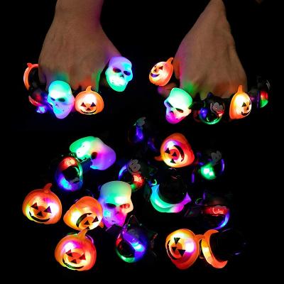 China ABS + LED Spooky Fashion Halloween Led Light Rings Glow In Dark For Halloween Gift Supplies Trick Or Treat Gift Set for sale